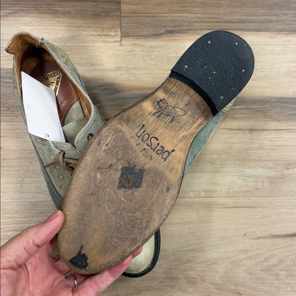 John Fluevog Amanda grey/tan wash women's brogue wingtips size 7 US - Picture 6 of 12